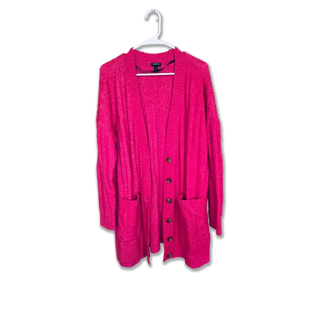 Torrid Boyfriend Cardigan Softest Sweater Hot Pink Size 0